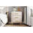 Beige Upholstered Nightstand With 3 Drawer Organization 3 Bedside Table Metal Legs - Flair-1387562011