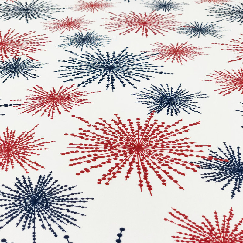 Ottis Celebration Fireworks Easy-Care Fabric Rectangular Tablecloth, 84" x 60", White
