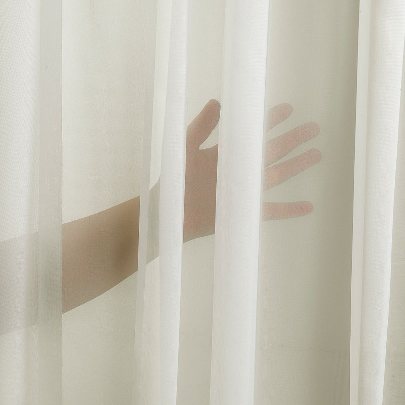 Panneau simple extra long et extra large en faux crépon Chifon, Crème, crème, 100" W x 144" L
