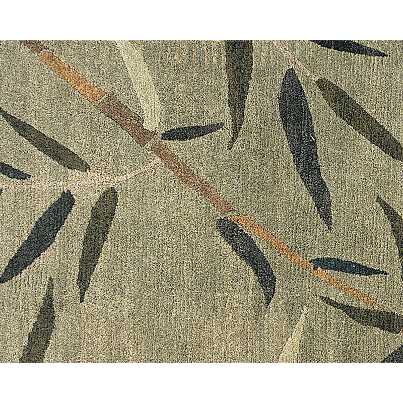 Kyoto Wool Floral Area Rug in Green/Purple, Rectangle 6' x 9'