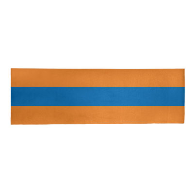 Tapis orange/bleu rayé