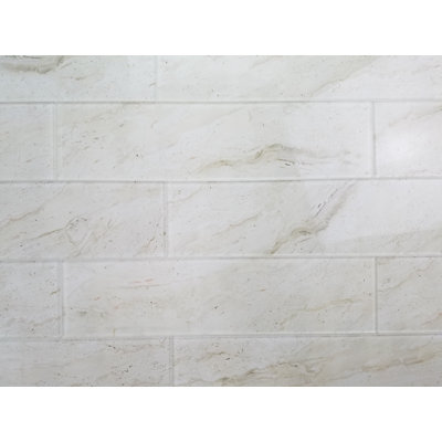 Carrelage mural de cuisine et de salle de bain décoratif grand format en verre aspect marbre 4 po x 16 po Nature