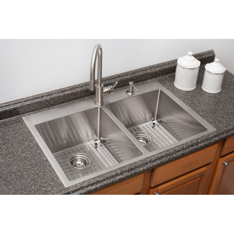 Vector Stainless Steel 23" L x 18" W Dual Mount Kitchen Sink with Basket Strainer