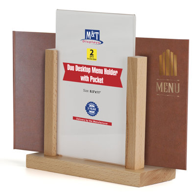 Contemporary Desktop Menu Holder With Acrylic U Type Pocket