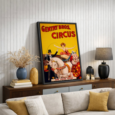 Vintage Circus Poster Performer Artwork, Retro Carnival Show Pictures, Framed Canvas Giclee Print Wall Art