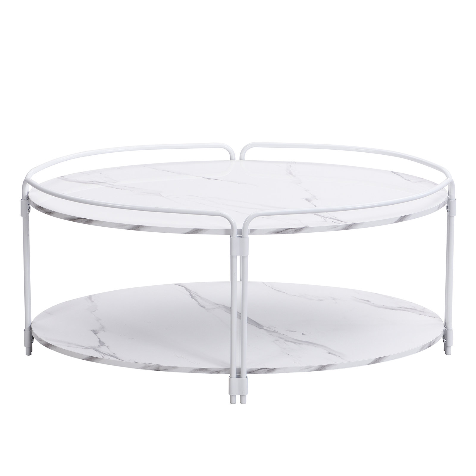 Ivy Bronx Ahlgren Faux Marble Coffee Table Cocktail Tables Steel