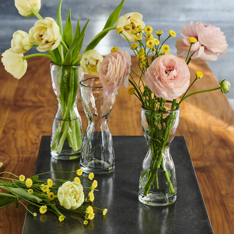 Vase de table en verre, H 6,7 po x l 2,6 po x P 2,6 po