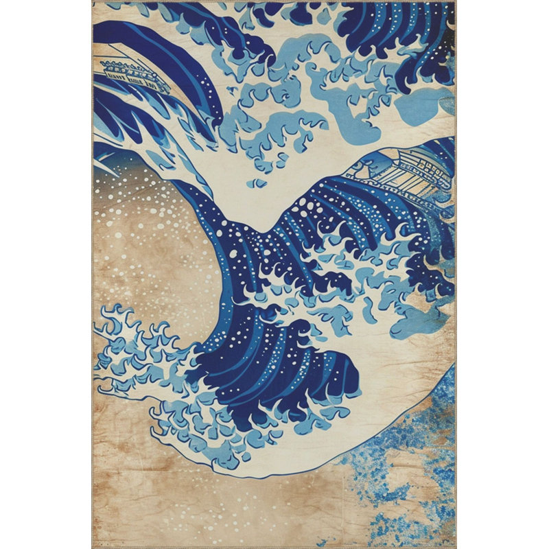 Tapis tissé lavable Sea Ocean, Sous-tapis rectangulaire de 3 pi 3 po x 4 pi 11 po