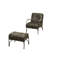 Fauteuil d'appoint et repose-pieds 2 pièces, cuir fleur espresso vieilli