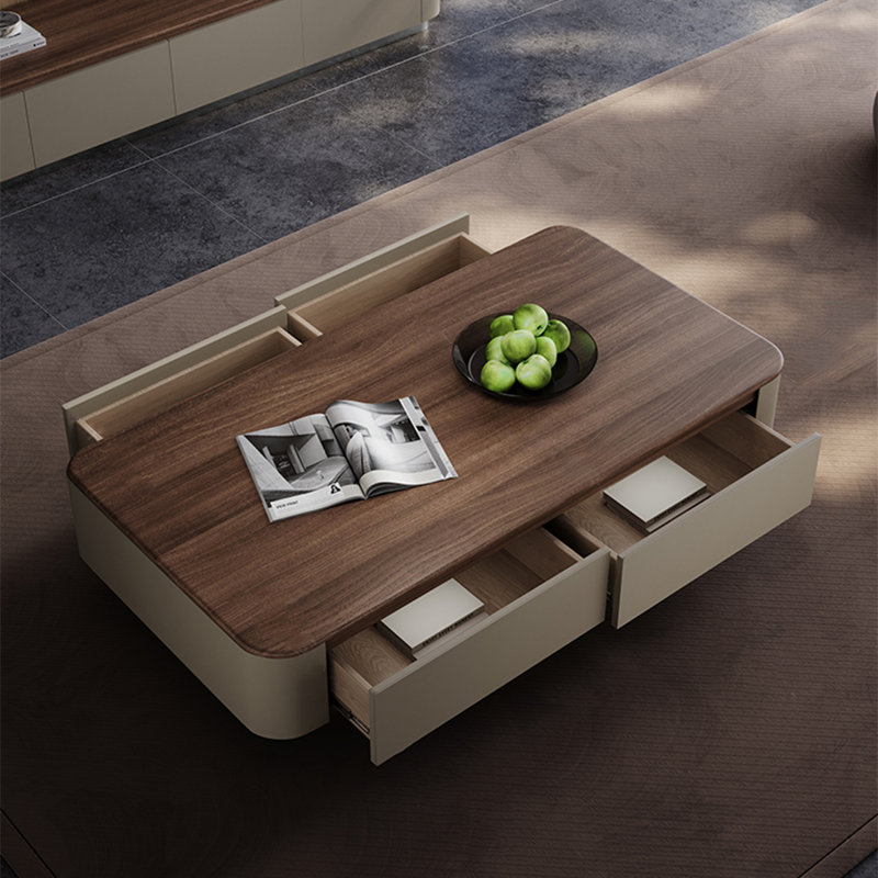 Light luxury rectangular solid wood coffee table, 15.7" H x 63" L x 27.6" W 
