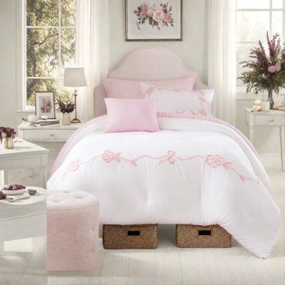 Ensemble de literie pour lit simple rose TG