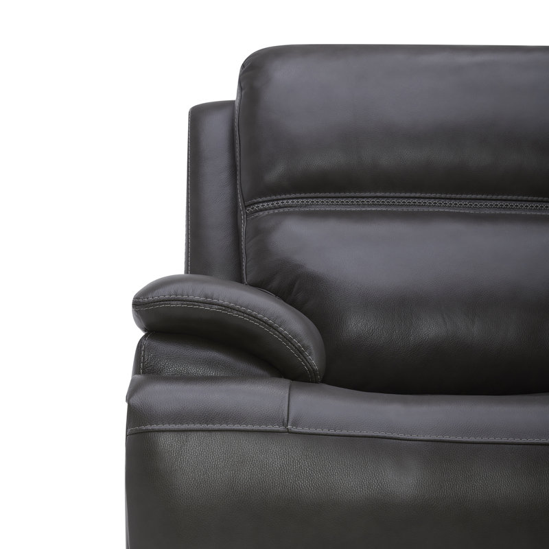 Graphite Gray Leather Sleeper Loveseat with Cup Holder