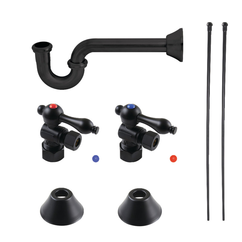 Kingston Brass Trimscape Traditional Plumbing Sink Trim Kit with P-Trap, Matte Black