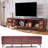 70" Rattan Tv Stands With 3 Cabinets & 2 Drawers,Led Light Entertainment Center For Tv Up To 80"