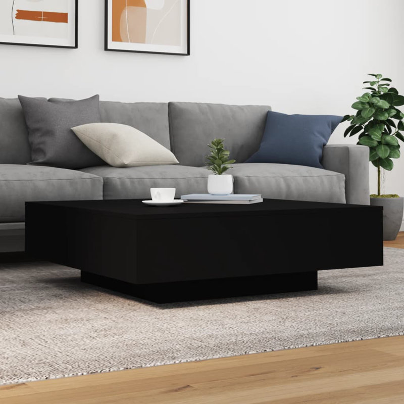 Jlea Pedestal Coffee Table, Black, 31cm H x 100cm L x 100cm W