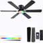 Ventilateurs de plafond 56 po avec lumières RVB - App et télécommande, moteur CC réversible silencieux, pales encastrées à double face, gradateur 3CCT à profil bas, ventilateur de plafond intelligent à profil bas pour chambre d'enfant-1394732563-1394732562