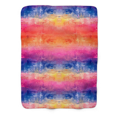 Color Cascade - 1 Piece Premium Sherpa Blanket Throw Blanket