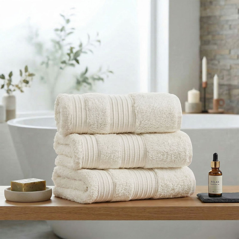 Luxurious Cream Wash Towel, 30 x 19.7 inches | 60% Cotton & 40% Bamboo, 20.2 oz/sq yd | Ultra-Soft, Highly Absorbent, Machine Washable, Gentle Cycle | Perfect for Spa, Bathroom, and Everyday Use