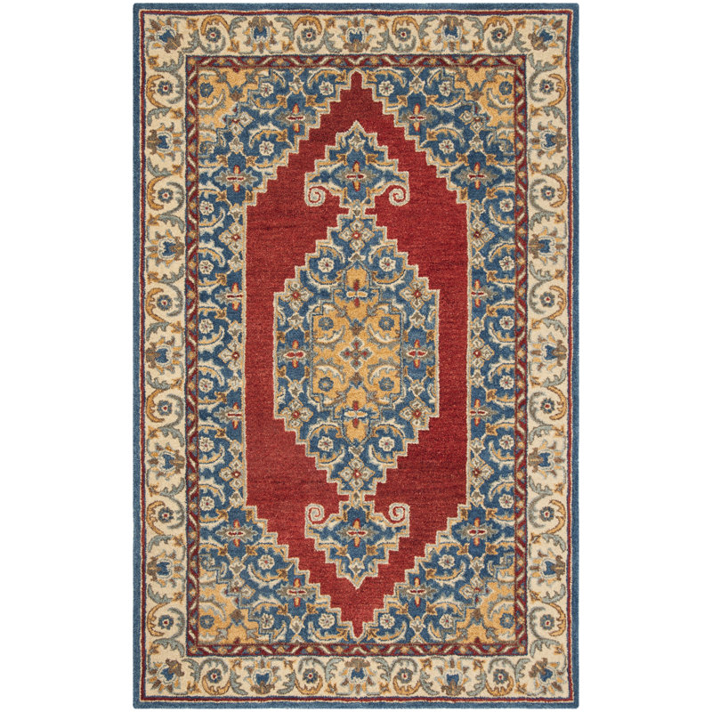 Antiquity Hand Tufted Wool/Cotton Oriental Rug in Blue, Rectangle 5' x 8'