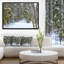 «Snowy Road in the Forest», reproduction de photo sur toile tendue encadrée-26696088
