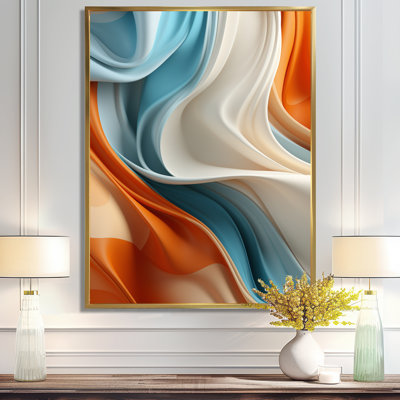 Blue and orange Fractal Curves in Motion III - Abstract  Fractal Wall Art