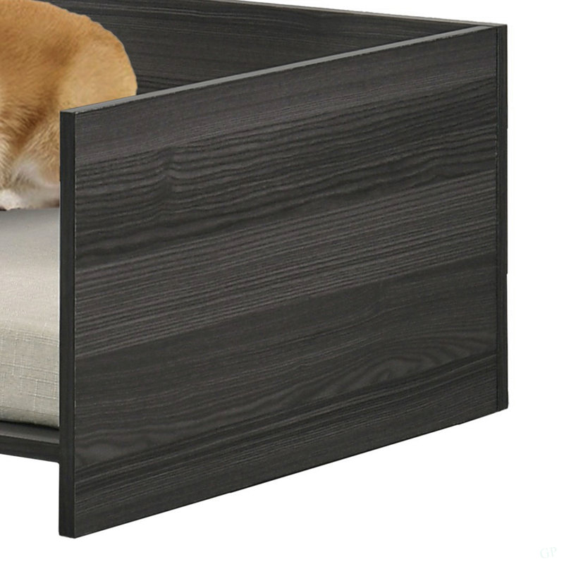 Lit pour animaux de compagnie moderne et confortable avec coussin et compartiment de rangement latéral Esme