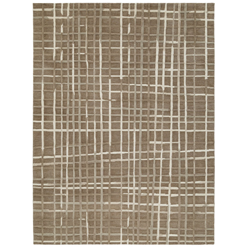 Tapis polychrome touffeté à la main, Beige, Rectangle 7 pi 6 po x 9 pi 6 po
