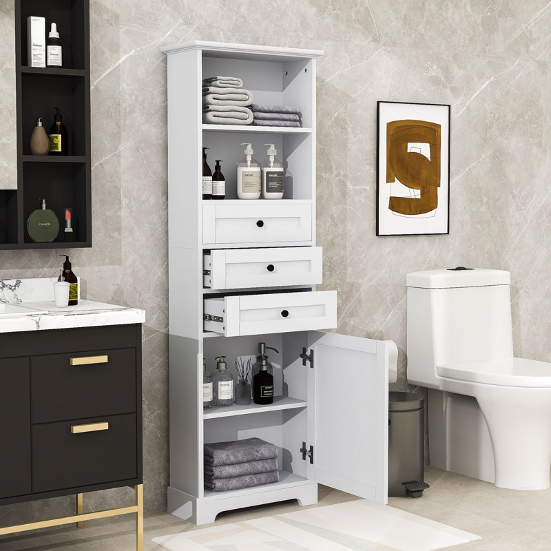 Demante Freestanding Linen Cabinet, White