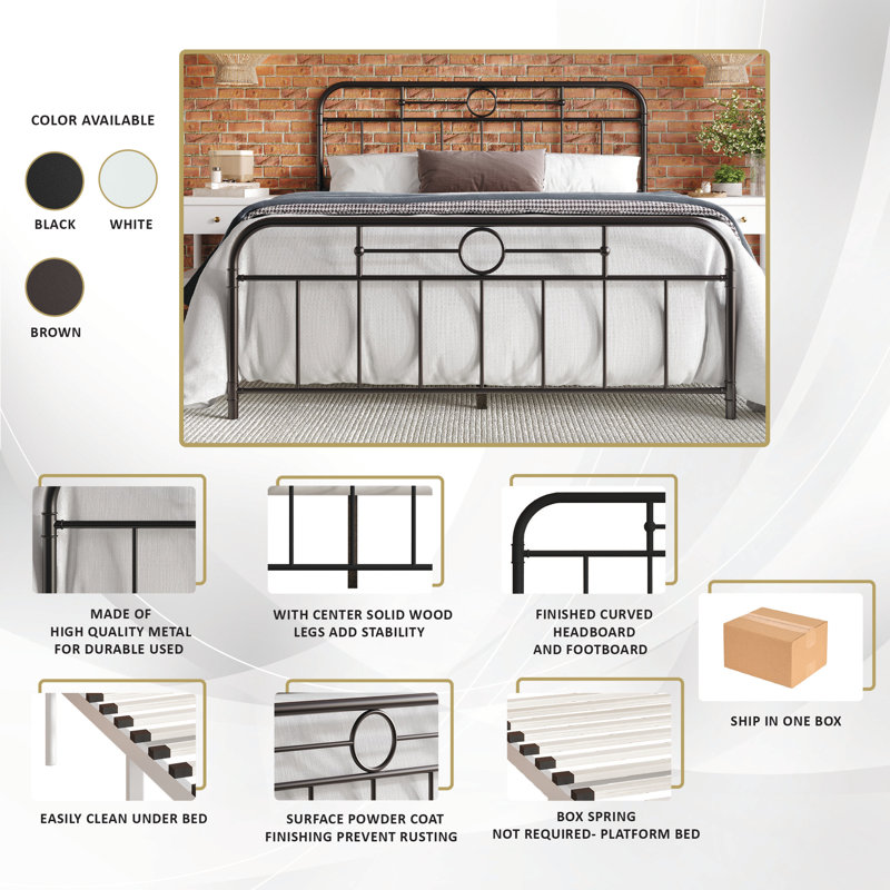 Avier Metal Spindle Bed, Brown, King