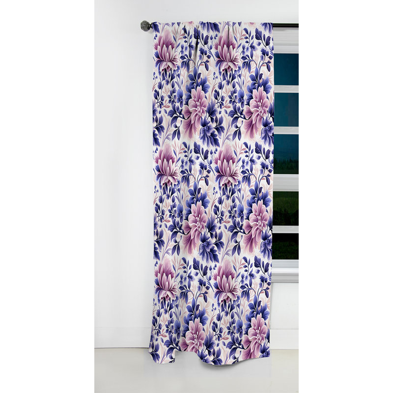 Moroccan Damask Poppies Intrigue - Rideau damassé - Rideau occultant damassé - 1 panneaux, L 52 po x L 84 po