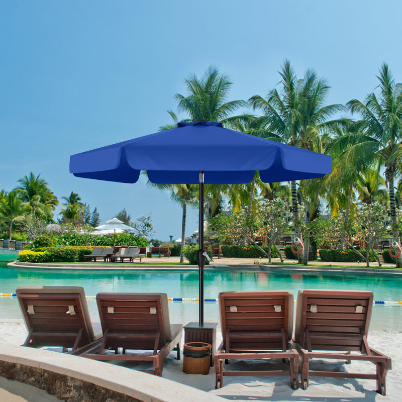 Parasol de marché 9 pi Hobert, Bleu, H 94,5 po x l 106 po x P 106 po