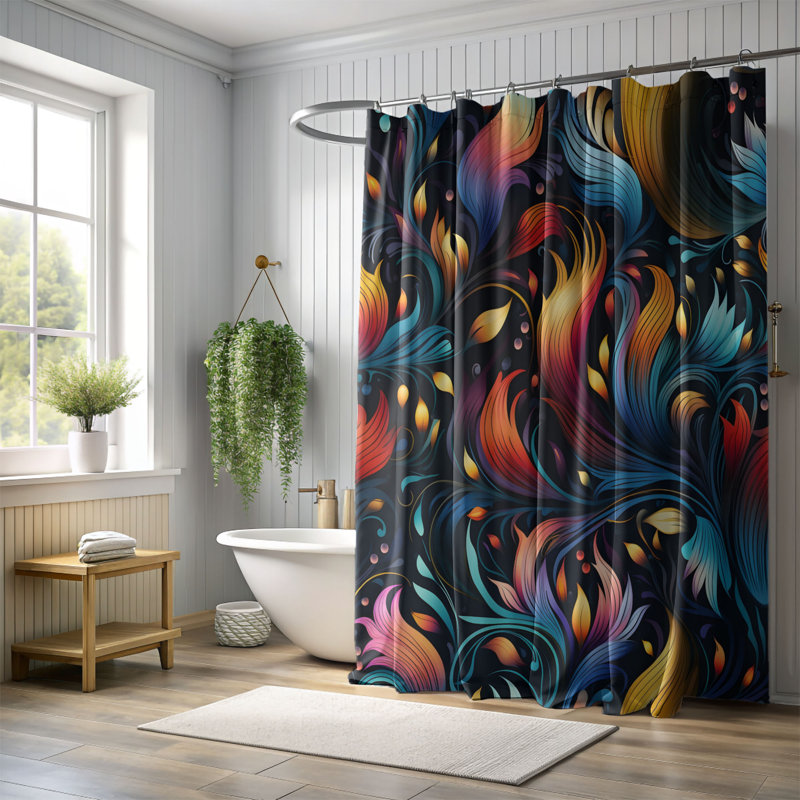 Rideau de douche Rainbow Whirls - Premium, H 74 po x l 71 po