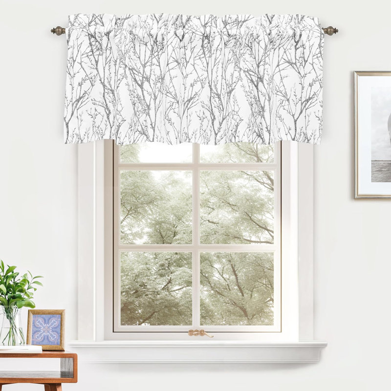 Carbone Branch Tailored Window Valance, Gray