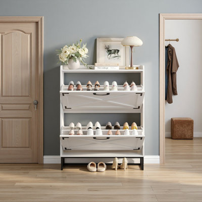 Narrow Flip-Top Shoe Cabinet
