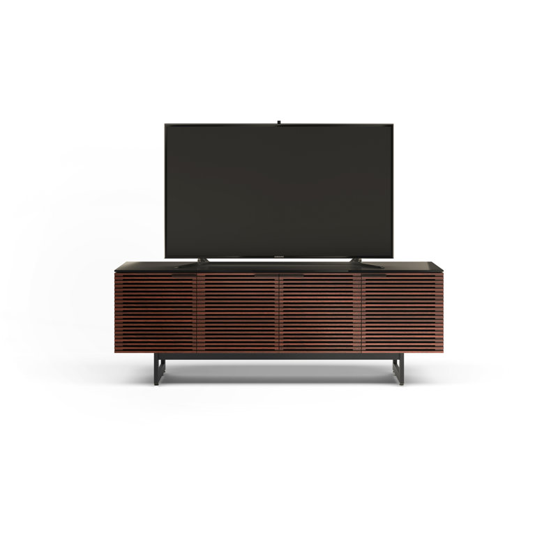 Corridor Glass TV Stand, Chocolate Stained Walnut