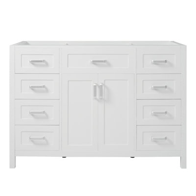 Meuble-lavabo 47 po sans lavabo, armoire seulement, 2 portes et 8 tiroirs, système de fermeture en douceur, conception classique