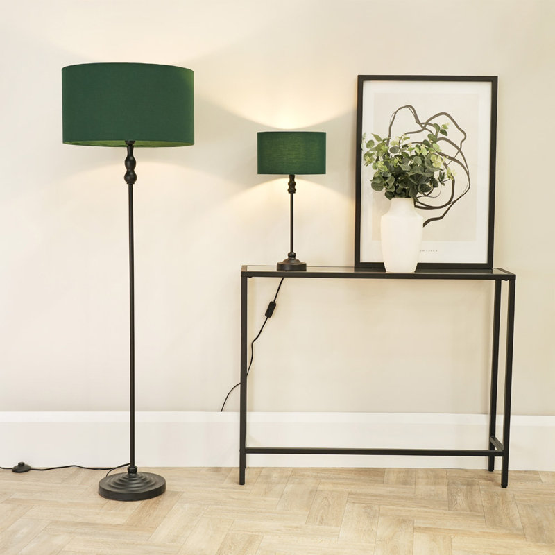 Reselva 151cm Traditional Floor Lamp, Black, Forest Green