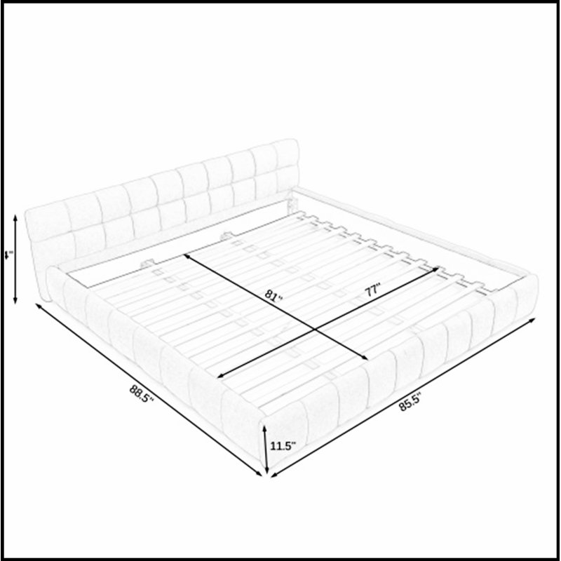 Luxueux cadre de lit plateforme en tissu de chenille épais avec tête de lit élégante, aucun sommier requis, parfait pour les chambres modernes.