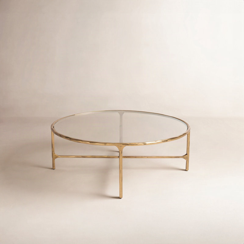 Evelynn Glass Top Coffee Table, Brass, Clear