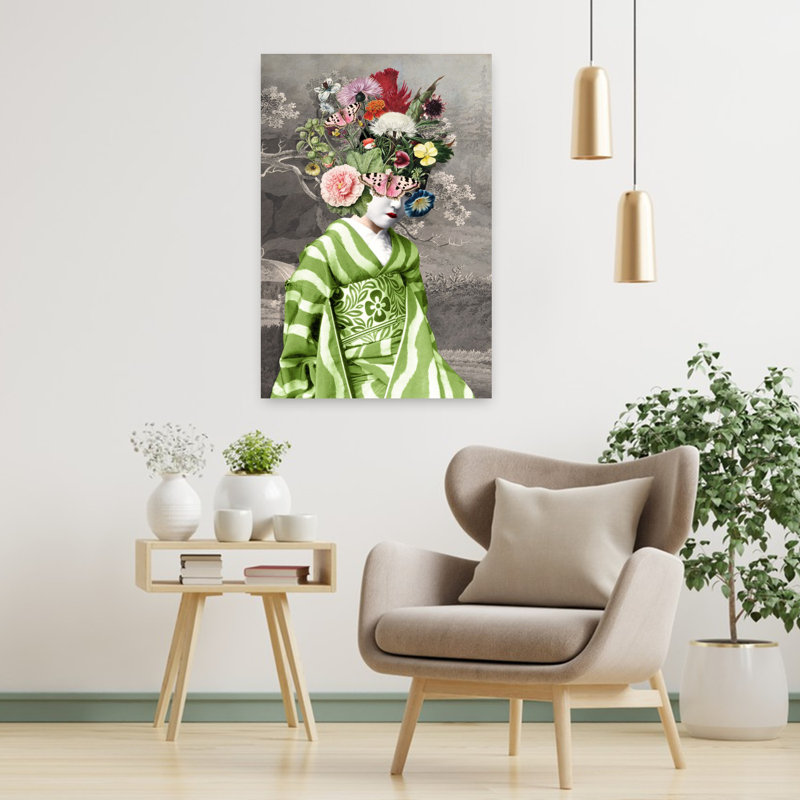 «A Summer Geisha Elegant Vintage Portrait Spring», art mural, H 36 po x l 24 po