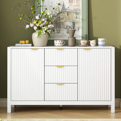 Armoire d'entrée avec motif ondulé - 3 tablettes réglables