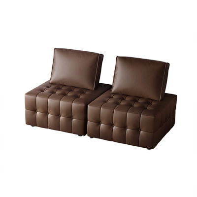 2-Piece PU Faux Leather Modular Chair Set