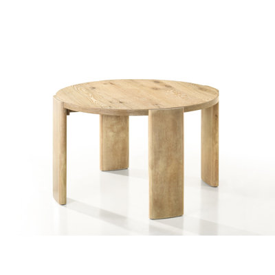 Table de salle à manger ronde de 47 po de couleur bois naturel, placage de chêne contemporain et attrayant