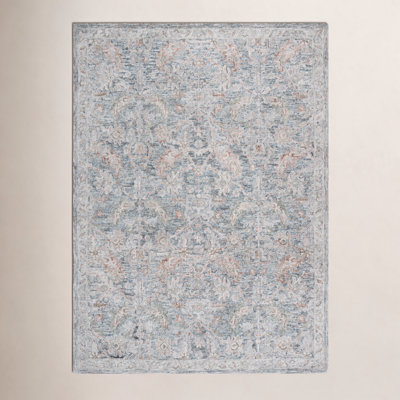 Teal Green Hand-Tufted Wool Oriental Rug