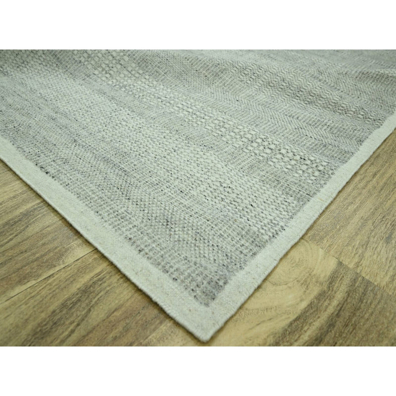 Tapis oriental gris moyen en laine naturelle nouée à la main 9 pi 1 po x 12 pi 1 po avec chaînes exposées