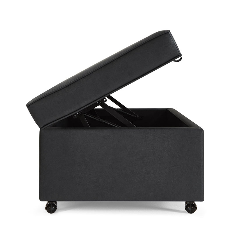 Multi-Functional Storage Ottoman, Black Faux Leather