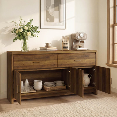Modern 59" Buffet Table With Metal Handles
