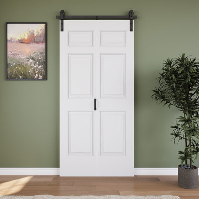 84H" Pre-hole 6 Lattice Shapes Interior Bi-Fold Barn Door With hardware kits