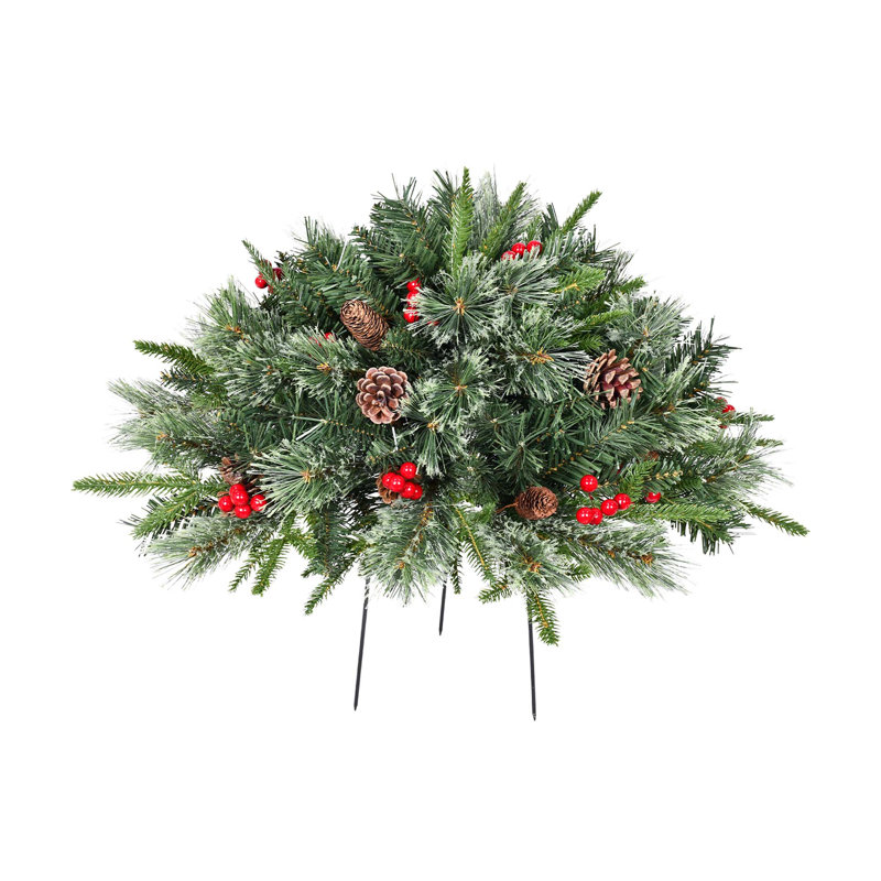 Arbre de Noël 20 po avec branches à aiguilles en pin, pommes de pin et berrie rouge pour le porche, l'allée ou le vestibule