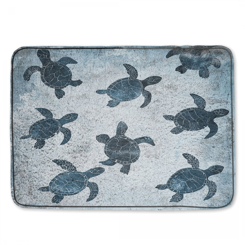 Tapis de bain Tortues, Simple - L 21 po x l 34 po, Blue Turtles